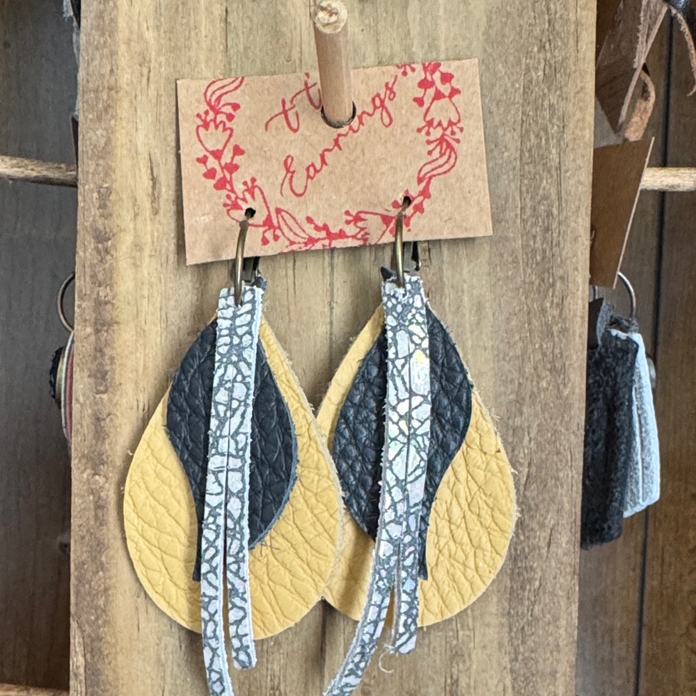 Chic Black and Gold Leaf Earrings